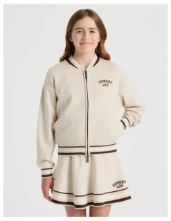 Tilii Knitted Bomber Jacket in Oat Marle