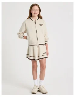 Tilii Knitted Bomber Jacket in Oat Marle