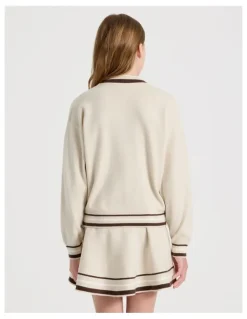 Tilii Knitted Bomber Jacket in Oat Marle