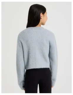 Tilii Knitted Fluffy Cardigan in Grey