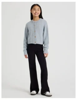Tilii Knitted Fluffy Cardigan in Grey