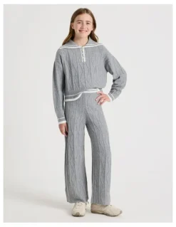 Tilii Knitted Rugby Jumper in Grey Marle