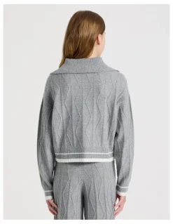 Tilii Knitted Rugby Jumper in Grey Marle
