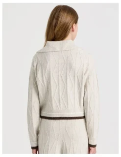 Tilii Knitted Rugby Jumper in Oat Marle