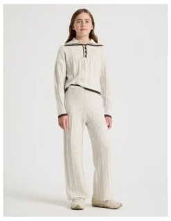 Tilii Knitted Rugby Jumper in Oat Marle