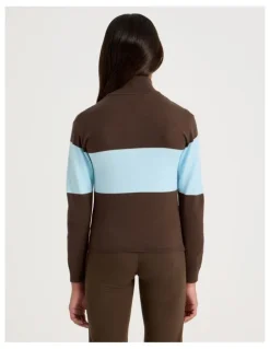 Tilii Knitted Zip Thru Cardigan in Brown