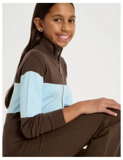 Tilii Knitted Zip Thru Cardigan in Brown