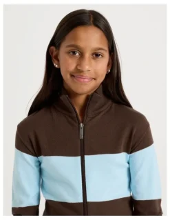Tilii Knitted Zip Thru Cardigan in Brown