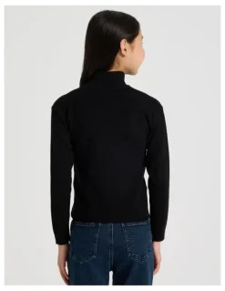 Tilii Knitted Zip Thru Cardigan in Black