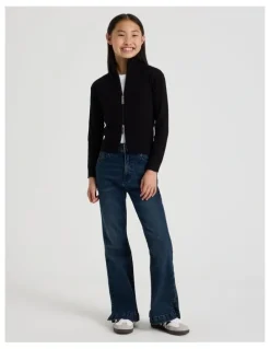 Tilii Knitted Zip Thru Cardigan in Black