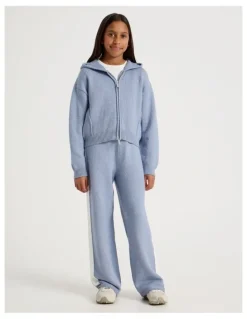 Tilii Knitted Zip Thru Hoodie in Blue