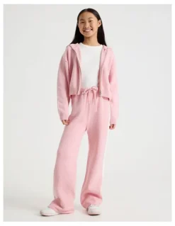 Tilii Knitted Zip Thur Hoodie in Pink