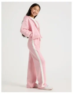 Tilii Knitted Zip Thur Hoodie in Pink