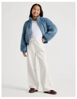 Tilii Light Weight High Rise Wide Leg Jean in Ecru