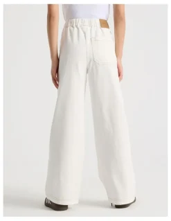 Tilii Light Weight High Rise Wide Leg Jean in Ecru