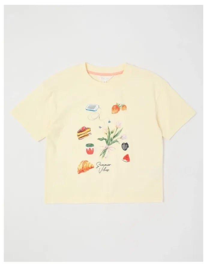Tilii Oversized Tee with Favourite Things in Yellow