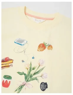 Tilii Oversized Tee with Favourite Things in Yellow