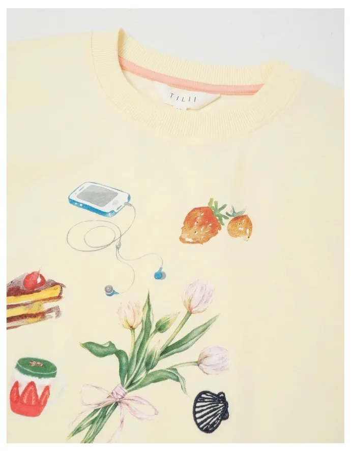 Tilii Oversized Tee with Favourite Things in Yellow