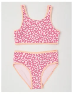 Tilii 3 Piece Bikini And Rashvest Set in Jacquard Floral/Pink