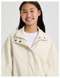Tilii PU Bomber Jacket in Ecru