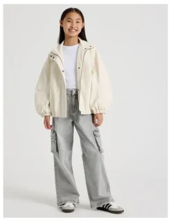 Tilii PU Bomber Jacket in Ecru