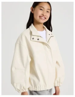 Tilii PU Bomber Jacket in Ecru