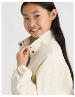Tilii PU Bomber Jacket in Ecru