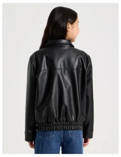 Tilii PU Classic Jacket In Black