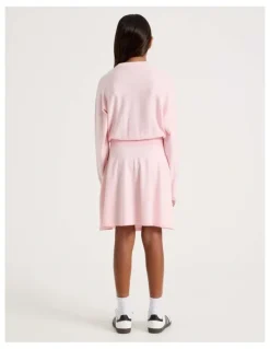 Tilii Puff Sleeve Knitted Dress in Pink