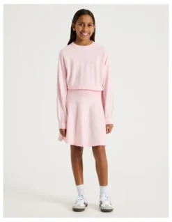 Tilii Puff Sleeve Knitted Dress in Pink