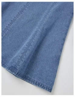 Tilii Puff Sleeve Mini Dress in Denim