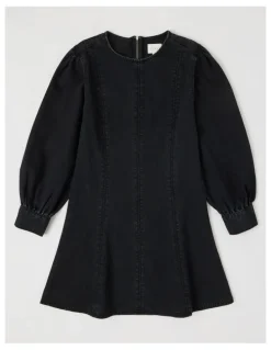 Tilii Puff Sleeve Mini Dress in Black