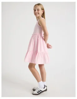 Tilii Rib Tank Seersucker Dress in Light Pink