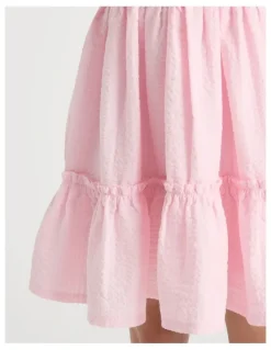 Tilii Rib Tank Seersucker Dress in Light Pink