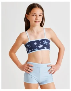 Tilii Sleeveless Bandeau Boy Leg Bikini in Navy