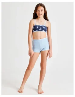 Tilii Sleeveless Bandeau Boy Leg Bikini in Navy