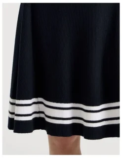 Tilii Sleeveless Knit Tennis Dress with Contrast Tipping in Navy