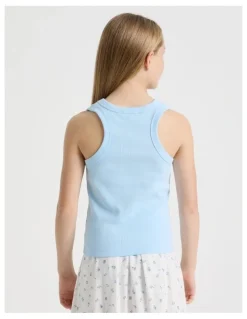 Tilii Sunday Club Basic Rib Tank in Light Blue