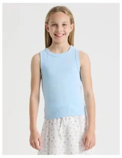 Tilii Sunday Club Basic Rib Tank in Light Blue