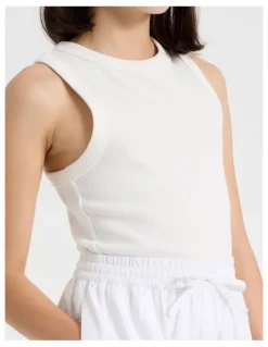 Tilii Sunday Club Basic Rib Tank in White