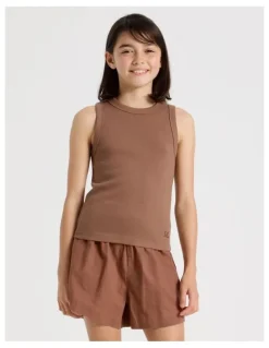 Tilii Sunday Club Basic Rib Tank in Brown
