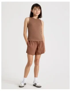Tilii Sunday Club Basic Rib Tank in Brown