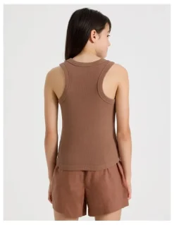 Tilii Sunday Club Basic Rib Tank in Brown
