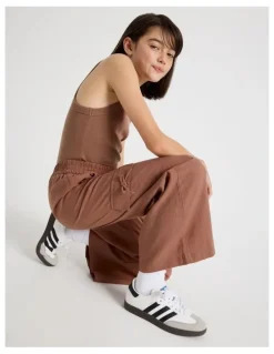 Tilii Sunday Club Pull On Linen Blend Cargo Pants in Brown