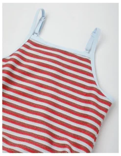 Tilii Tankini Set with Ties on Side in Stripe/Assorted