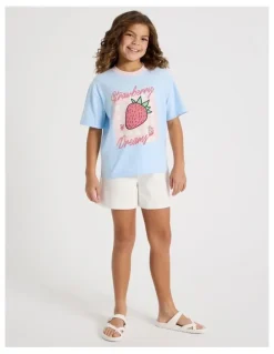 Tilii The Edit Oversized Tee in Strawberry Shortcake/ Light Blue