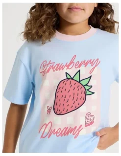 Tilii The Edit Oversized Tee in Strawberry Shortcake/ Light Blue