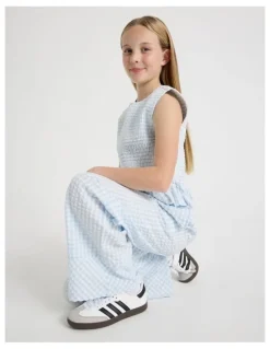 Tilii Wide Leg Seersucker Pants in Light Blue