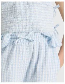 Tilii Wide Leg Seersucker Pants in Light Blue