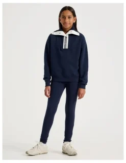 Tilii 1/4 Zip Sweat Top in Navy